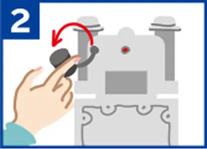 ガスメーターのキャップを外すイラスト